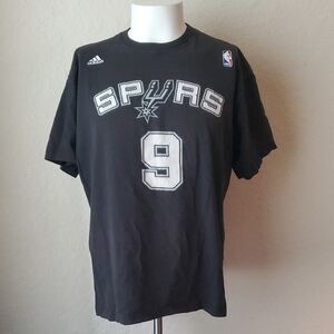 VTG  adidas San Antonio Spurs #9 Tony Parker Black Game Time T-shirt